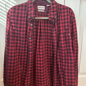 Timberland Red and Black Flannel Shirt